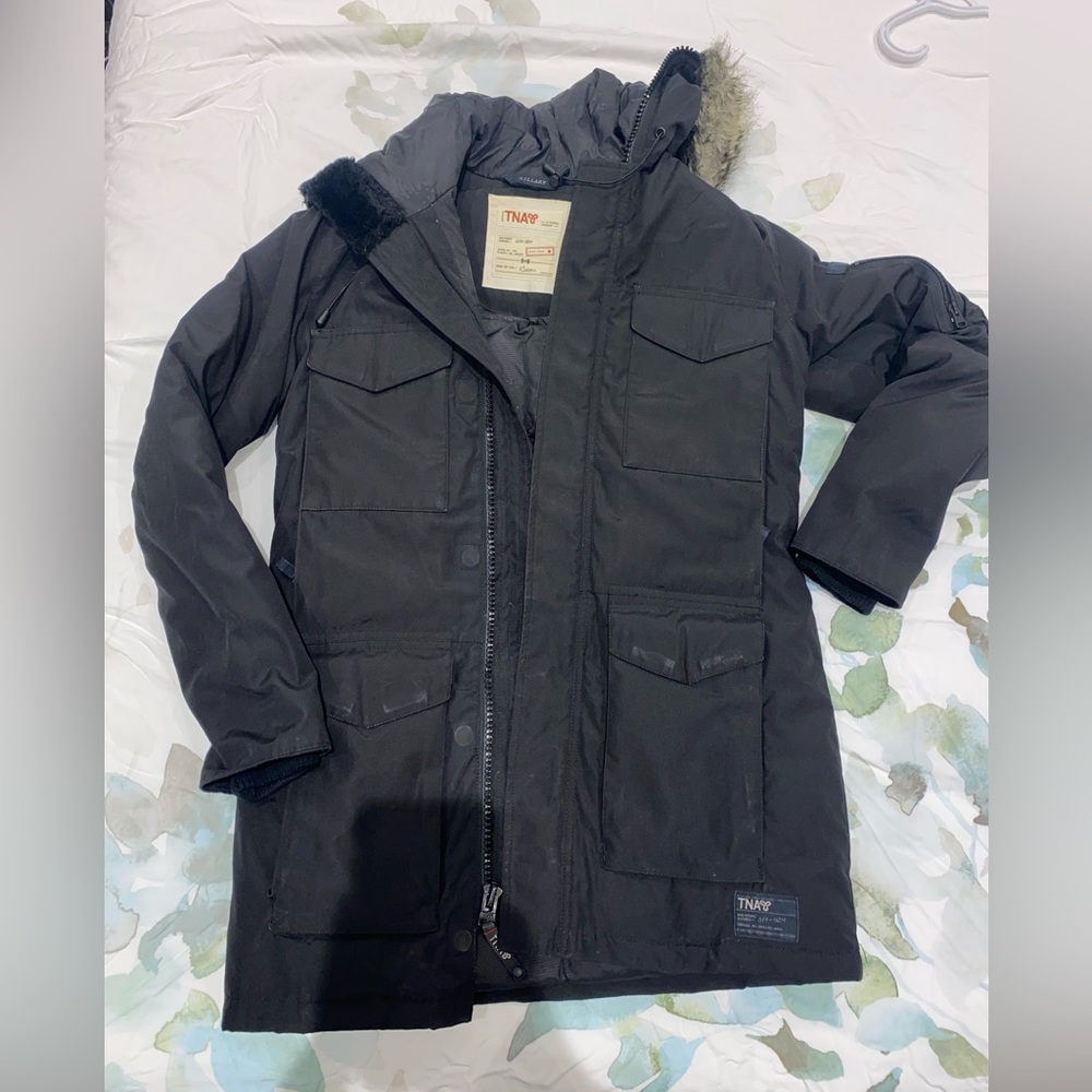 Xs black tna winter coat with hood